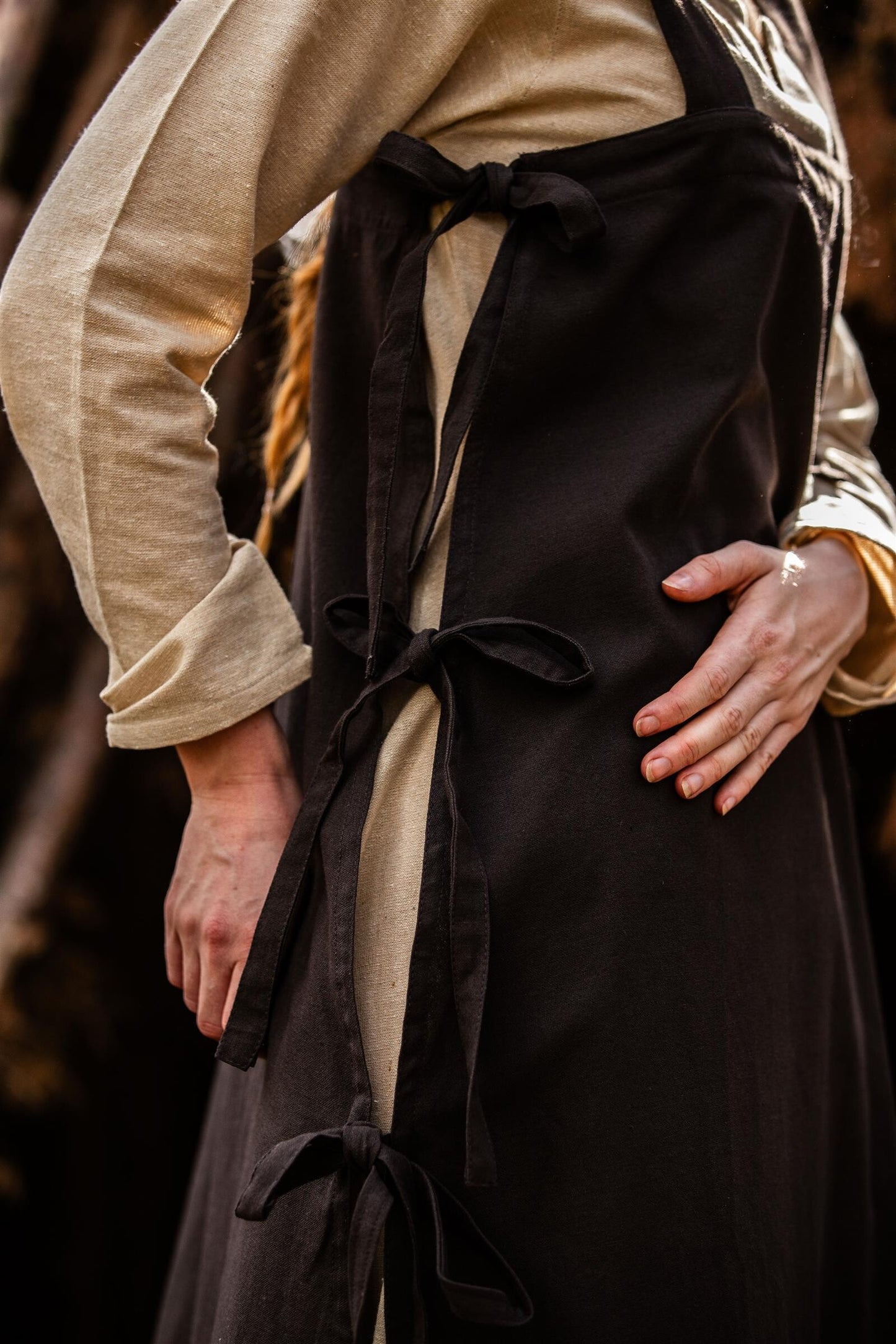 Mittelalter Überkleid Schürze Braun