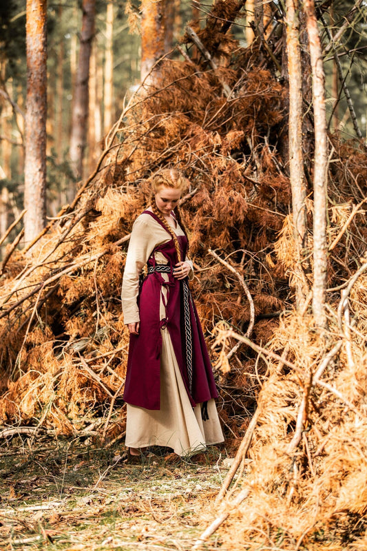 Mittelalter Überkleid Schürze Rot