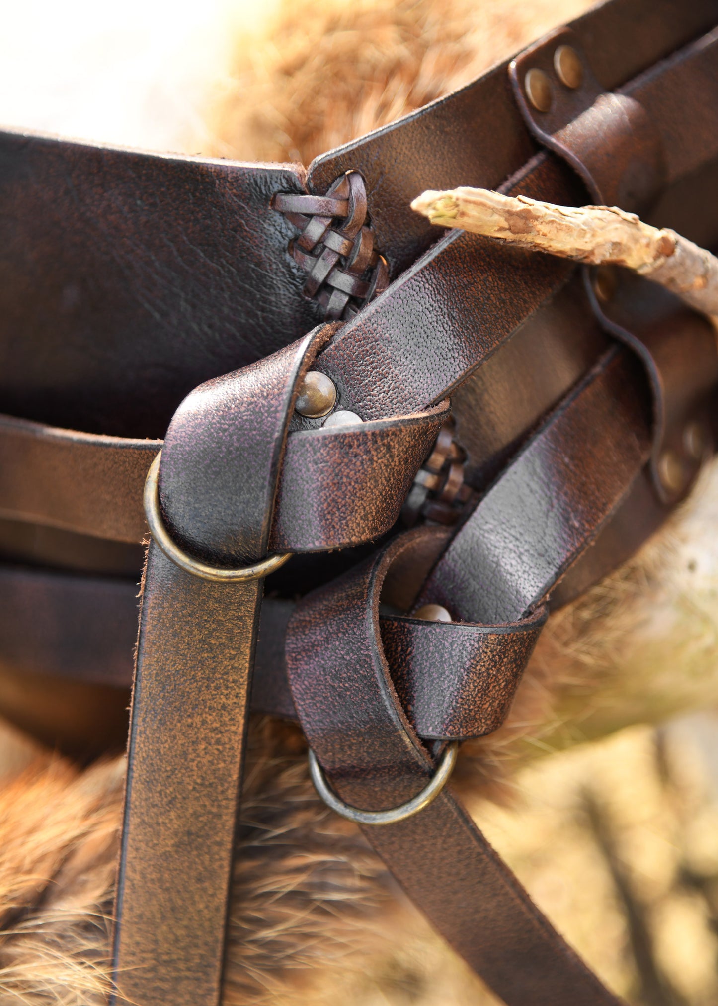 Breiter Ledergürtel mit Flechtnaht – S | M | L