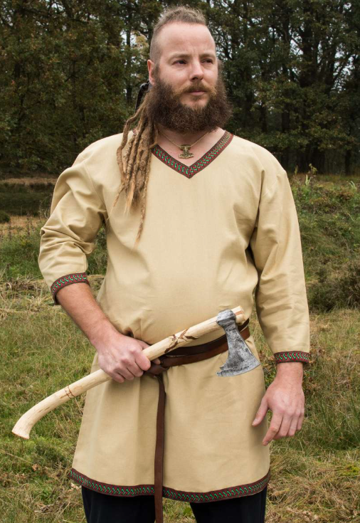 Mittelalterliche Tunika aus Baumwolle , Beige
