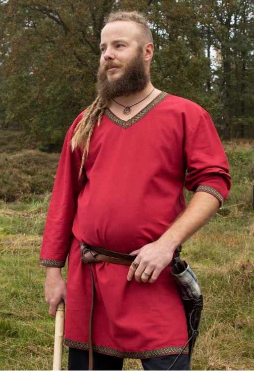 Mittelalterliche Tunika aus Baumwolle , Dunkelrot