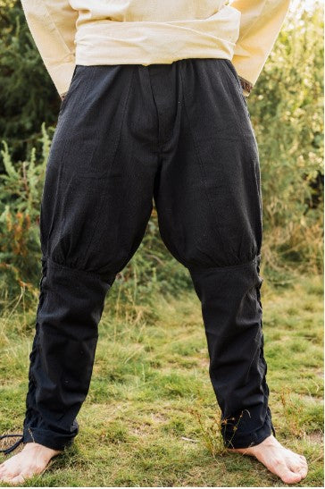 Wikingerhose mit Beinschnürung, Schwarz